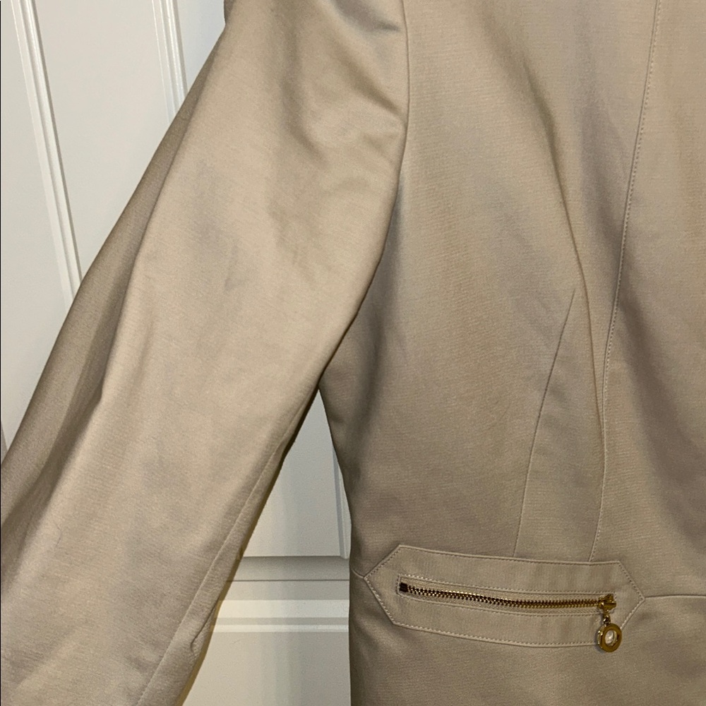 Calvin Klein Taupe gold Zip-Front Suit Jacket logo size 16 - Picture 5 of 8